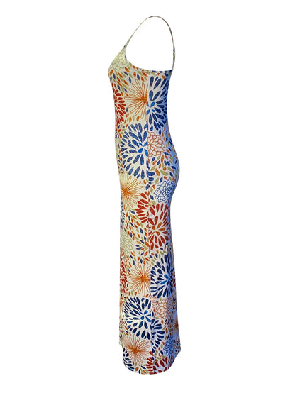 FZ Women's Casual Pattern Mixed Flower Print Maxi Ankle Length Sun Dress - FZwear