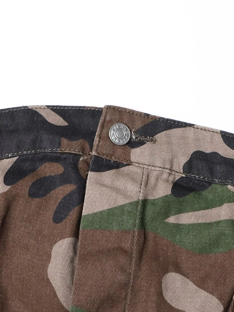 FZ Women's Camouflage Cargo Strapless High Waist Spliced Pockets Jumpsuit - FZwear