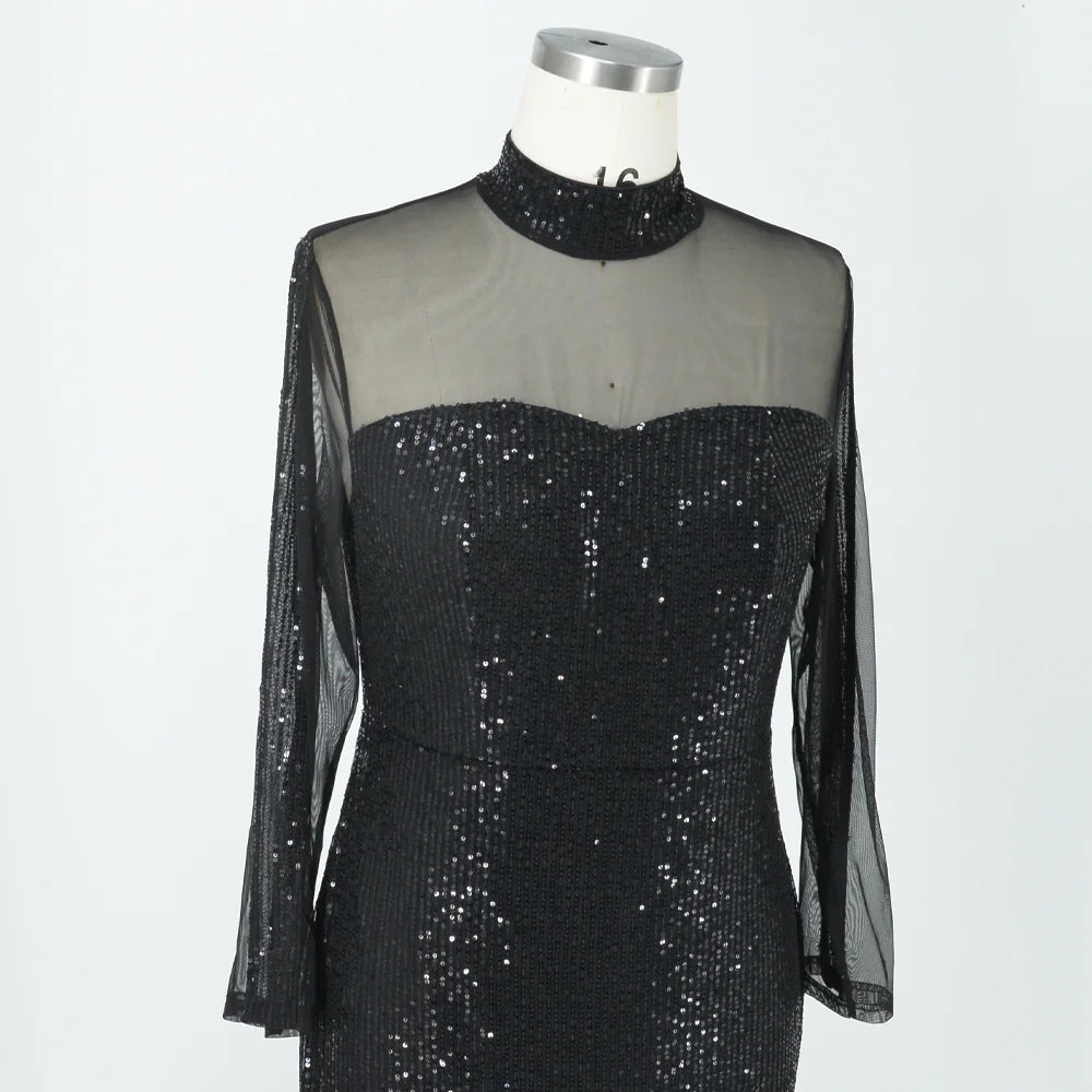 FZ Women's Plus Size Sequins Lace Splicing Elegant Evening Dress - FZwear