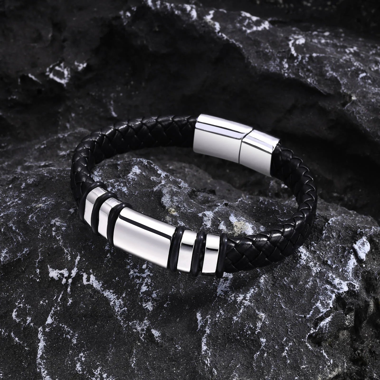 FZ Leather Black Braided Rope Chain Bracelet - FZwear