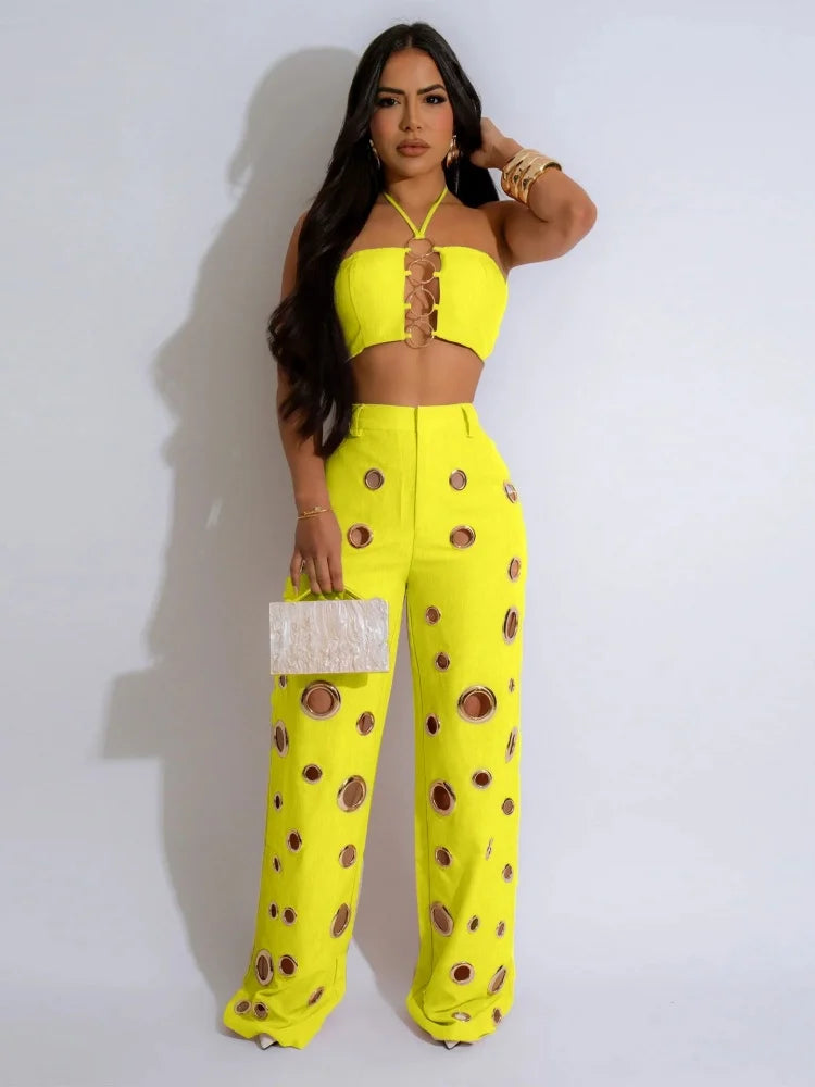 FZ Women's Hole Two Piece Pants Suit
