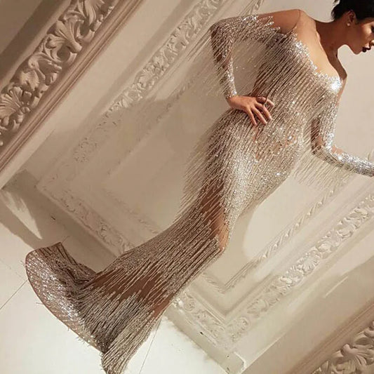 FZ Women's Sparkly Sequin Mermaid Sexy Evening Dress
