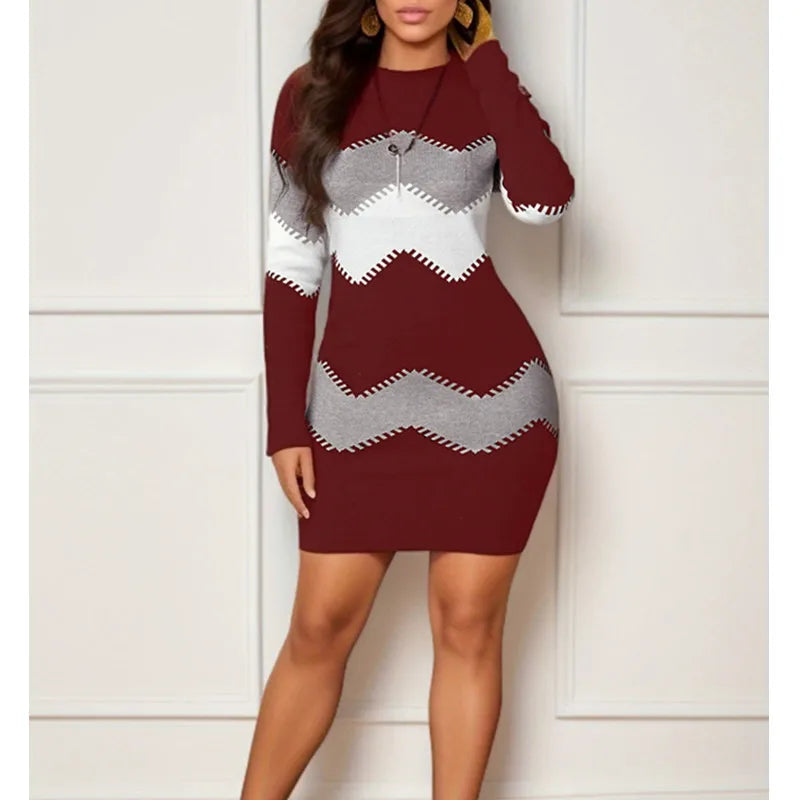 FZ Women's Vintage Strip Sweater Dress