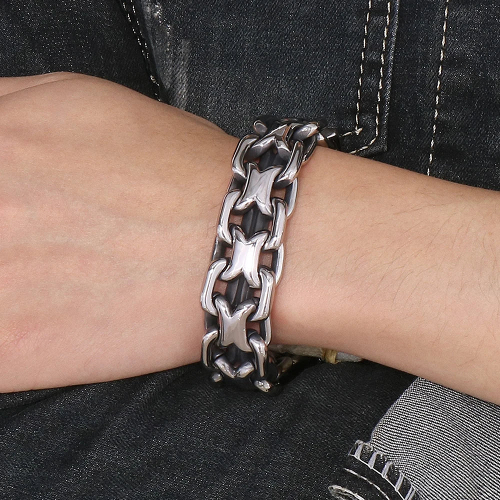 FZ Chunky Chain Polished and Brushed Stainless Steel Bracelet - FZwear
