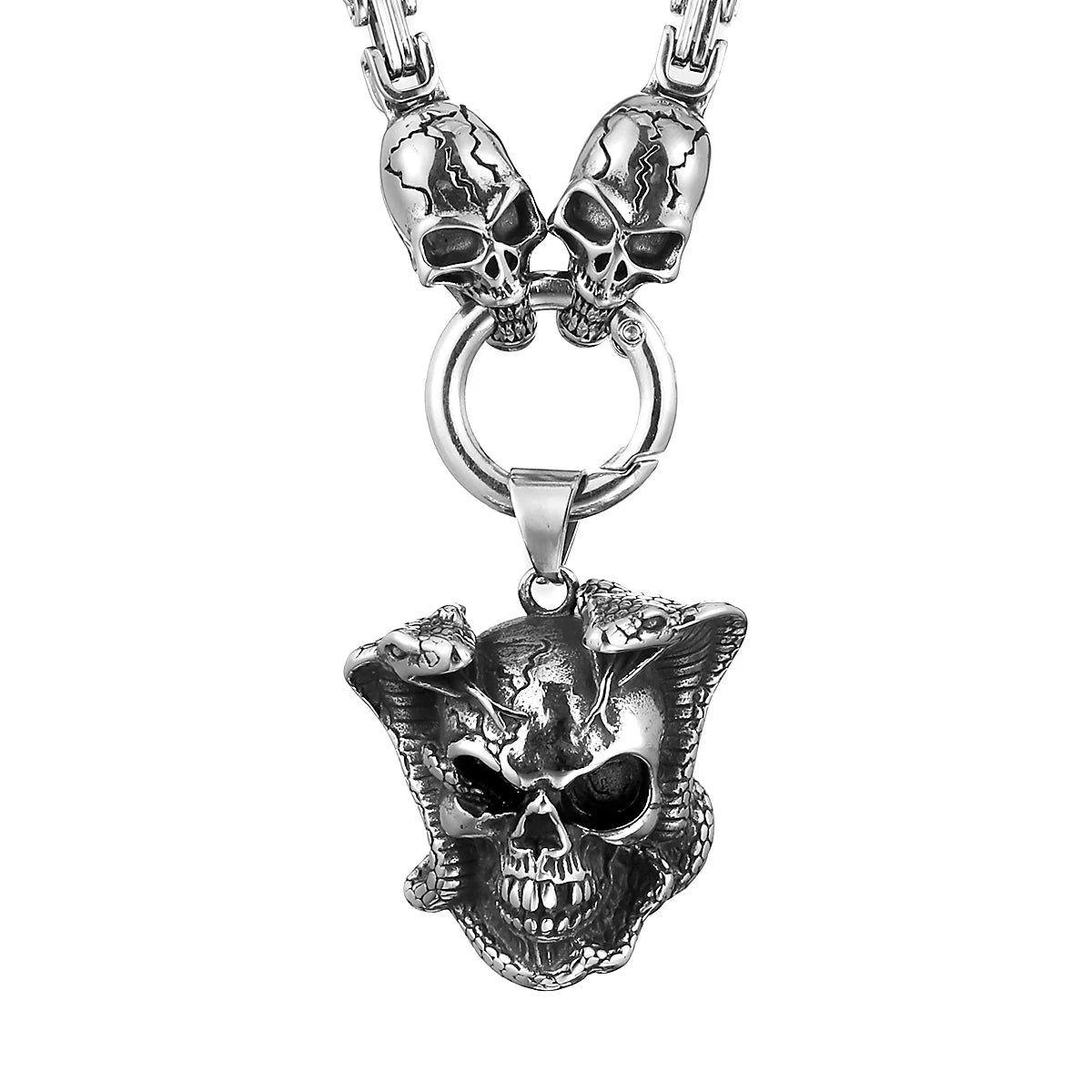 FZ Vintage Cobra Skull Pendant Ghost Head Gothic Stainless Steel Necklace - FZwear