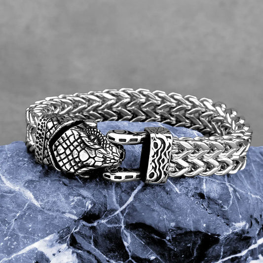 FZ Viking Snake Head Street Culture Punk Stainless Steel Bracelet