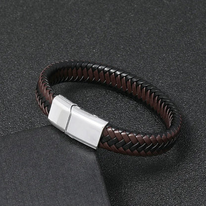 FZ Retro Button Braided Classic Genuine Leather Bracelet - FZwear