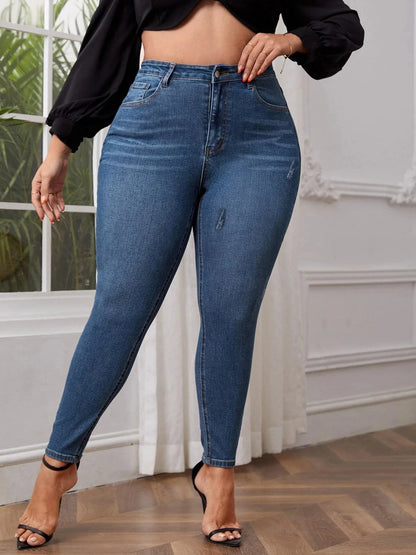 plus size skinny jeans for women full length high waist stretchy pencil women jeans autumn legging stretchy washing 100kgs jeans FZwear