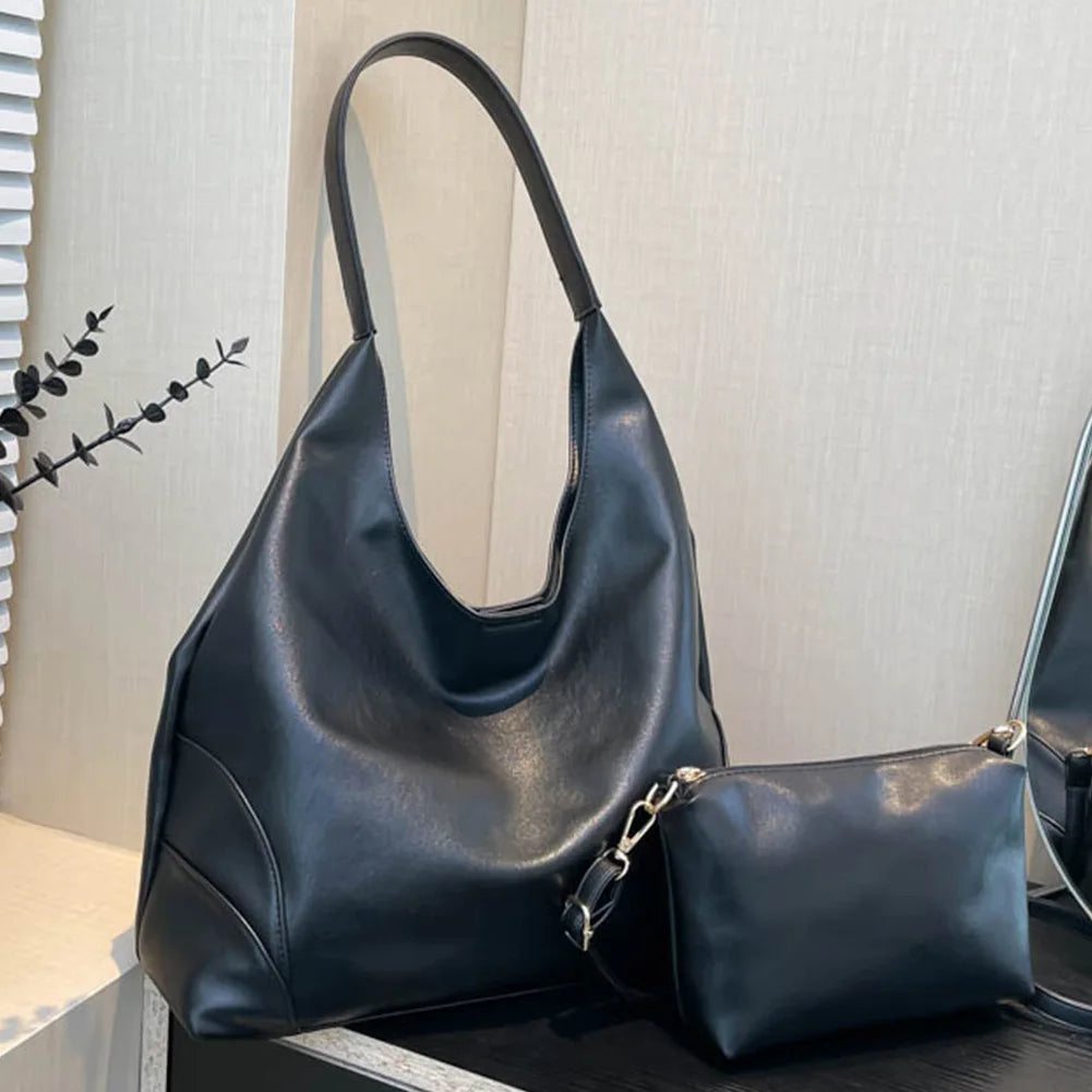 FZ Women's PU Leather Slouchy Adjustable Strap Shoulder Hobo Handbag