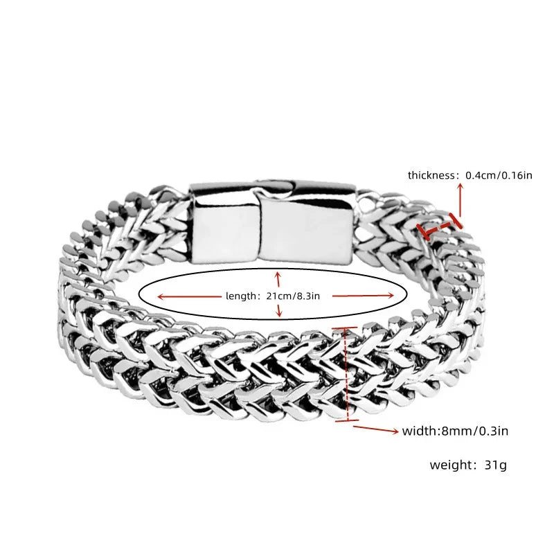 FZ Braided Double Row Fish Scale Alloy Magnetic Buckle Stainless Steel Bracelet