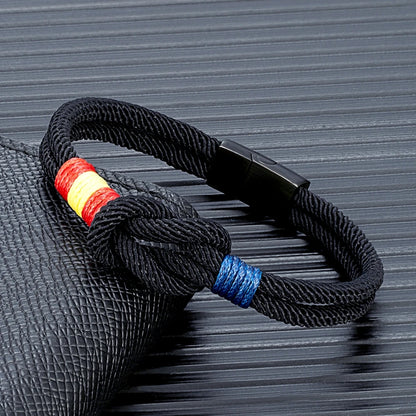 FZ Spain Flag Double Strand Brushed Black Stainless Steel Bracelet - FZwear