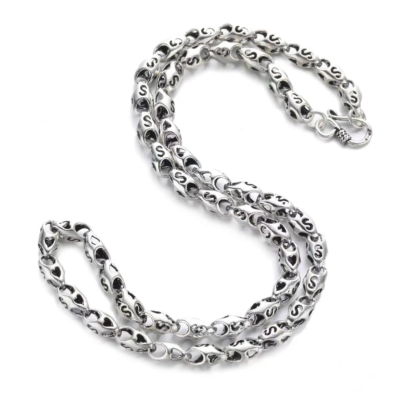 Vintage Gothic Punk Male Female S925 Sterling Silver S Chains Necklace for Men Women Hip Hop Birthday Party Jewelry Accessories FZwear