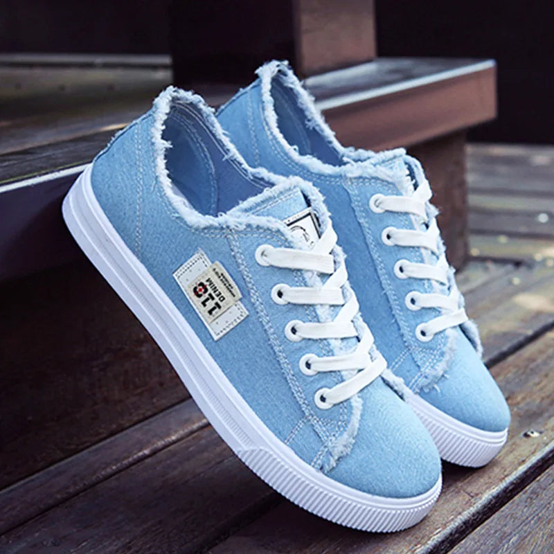 FZ Women's Canvas Low Top Lace-Up Denim Sneakers