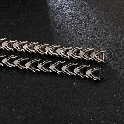 FZ 17mm Wide Dragon Chain Stainless Steel Ancient Silver Bracelet - FZwear