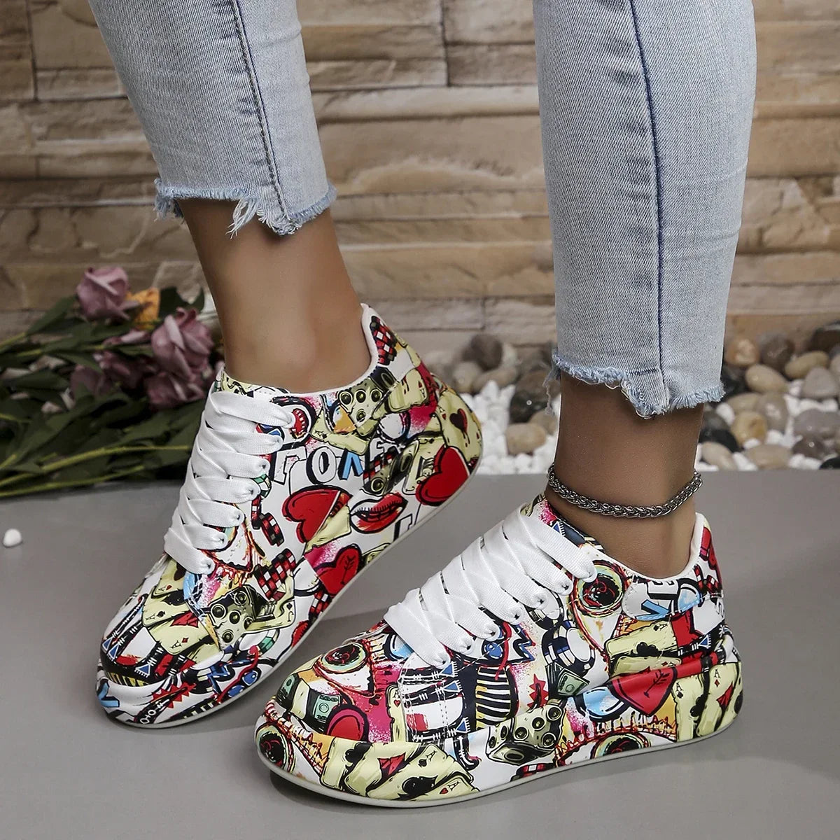 FZ Women's Painting Print Platform Sneakers