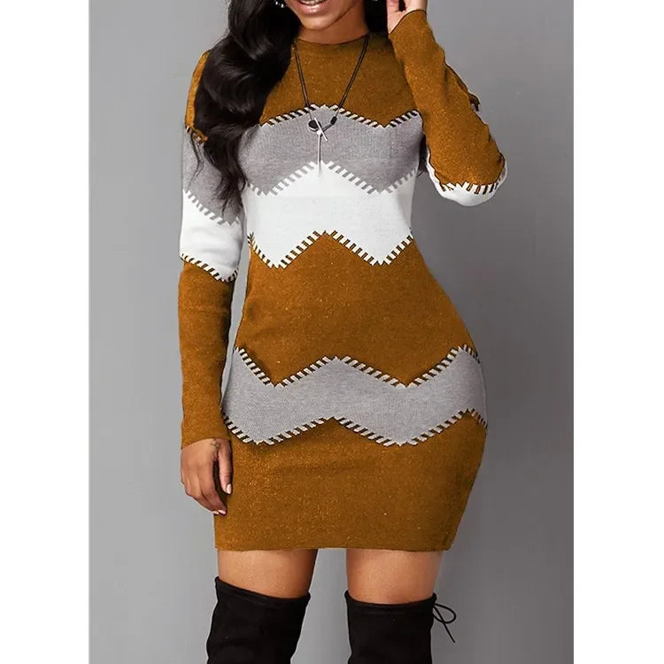 FZ Women's Vintage Strip Sweater Dress