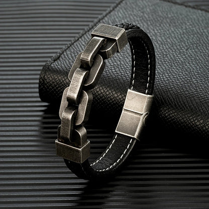 FZ Stainless Steel Vintage Dark Metal Wide Chain Link Bracelet - FZwear