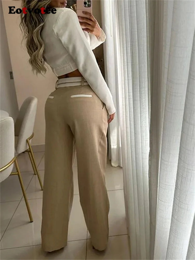 FZ Women's Casual Solid Color Loose Two Piece Pants Suit - FZwear