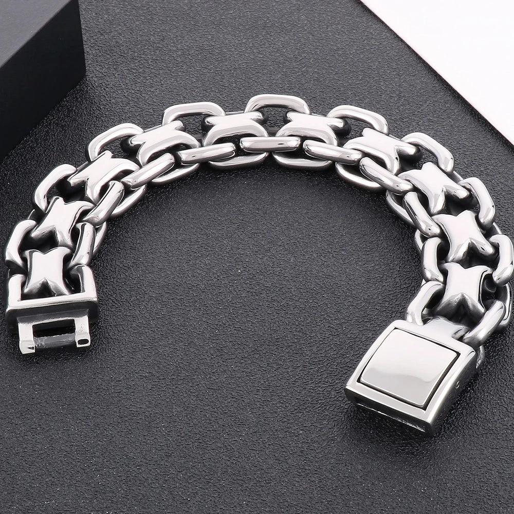 FZ Chunky Chain Polished and Brushed Stainless Steel Bracelet - FZwear
