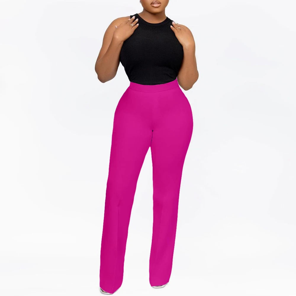 FZ Women's Wide Leg High Waisted  Solid Straight Pants - FZwear