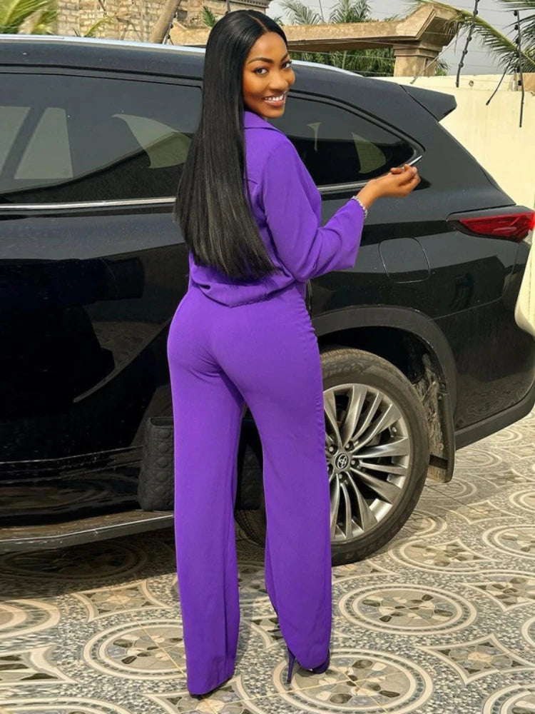 FZ Women's Wide Leg Two Piece Pants Suit