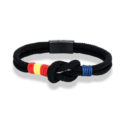 FZ Spain Flag Double Strand Brushed Black Stainless Steel Bracelet