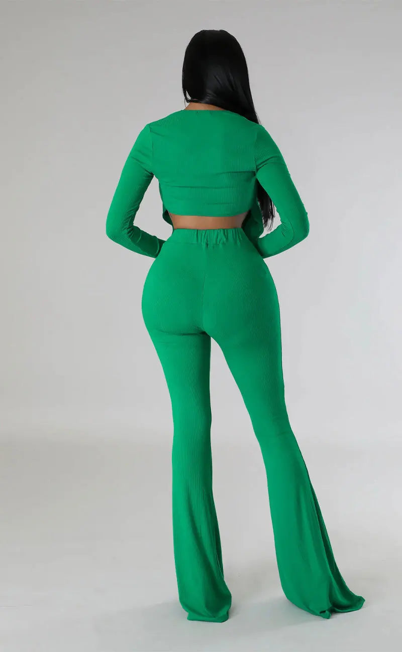 FZ Women's  Matching Solid Color Two Pieces Pants Suit - FZwear