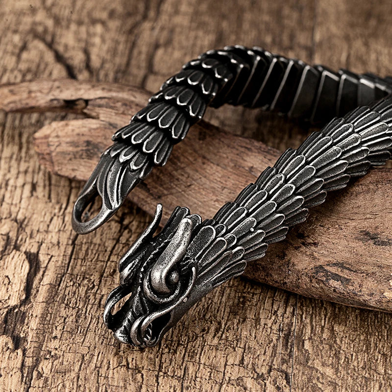 FZ Trendy Dragon Scale Pattern Domineering Retro Stainless Steel Bracelet - FZwear