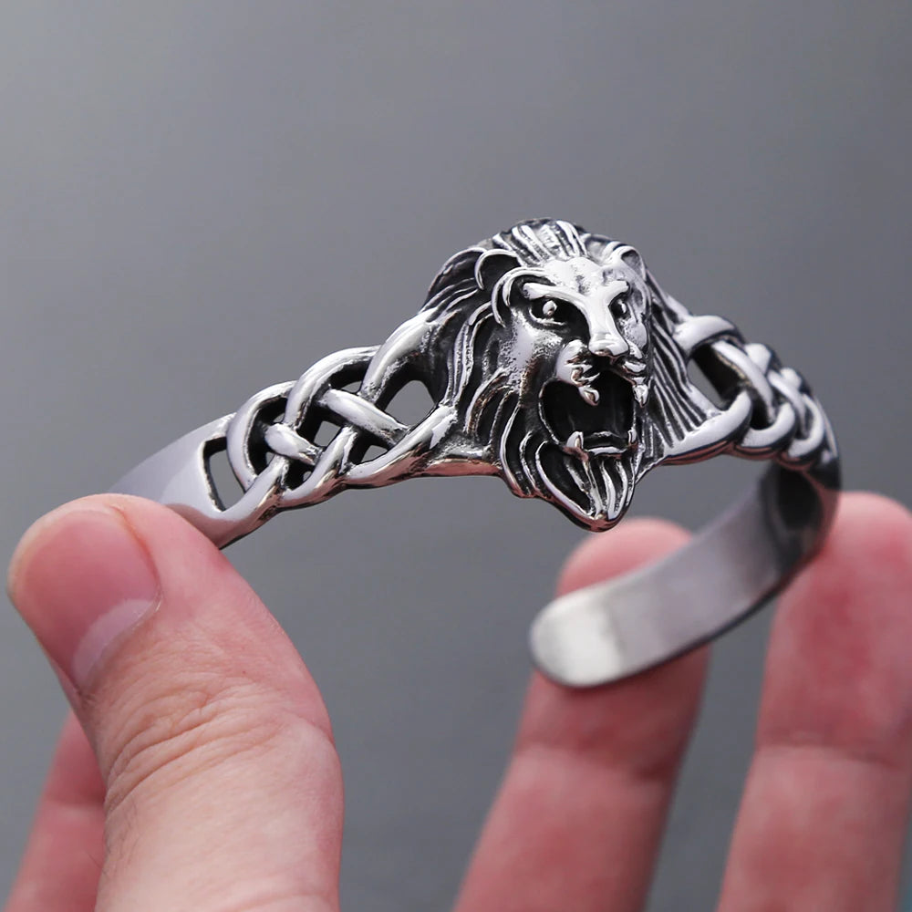 FZ Stainless Steel Punk Hip Hop Gothic Vintage Lion Head Bracelet