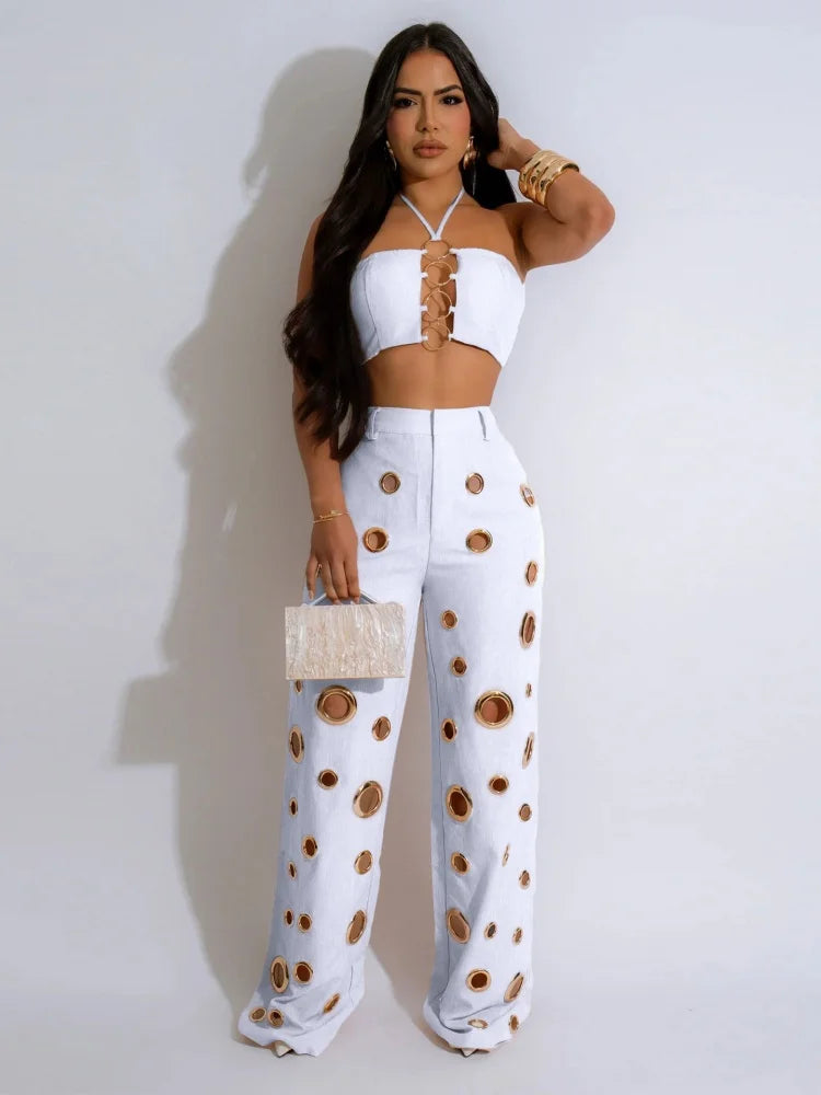FZ Women's Hole Two Piece Pants Suit