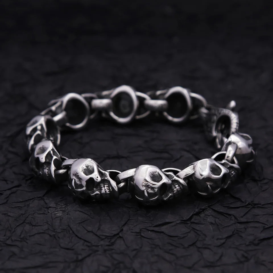 FZ Gothic Vintage Stainless Steel Punk Hip Hop Skeleton Bracelets