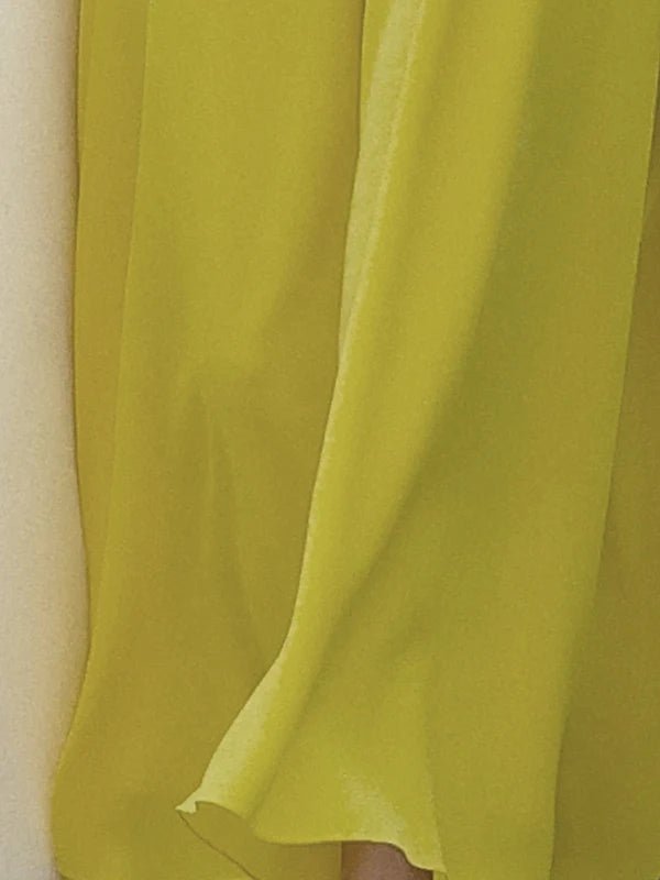 FZ Women's Pleated Split-joint Midi Dress