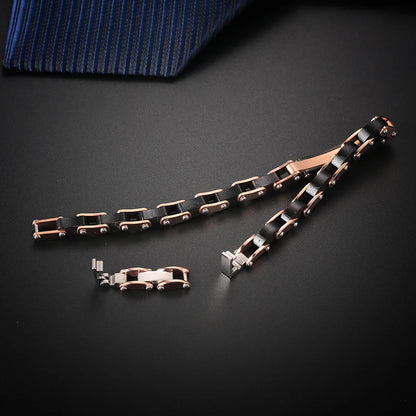 FZ Stainless Steel Black Zircon Classic Plated Bracelet - FZwear