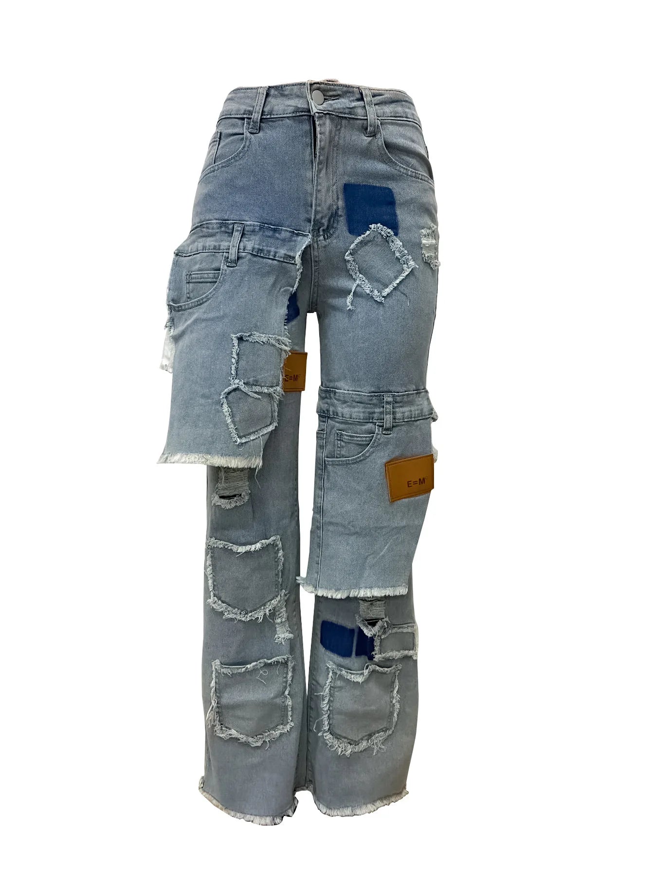 FZ Women's High Waist Y2K Streetwear Cargo Denim Pants