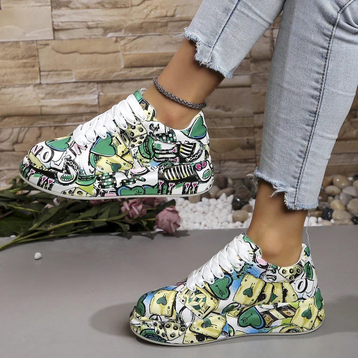 FZ Women's Painting Print Platform Sneakers