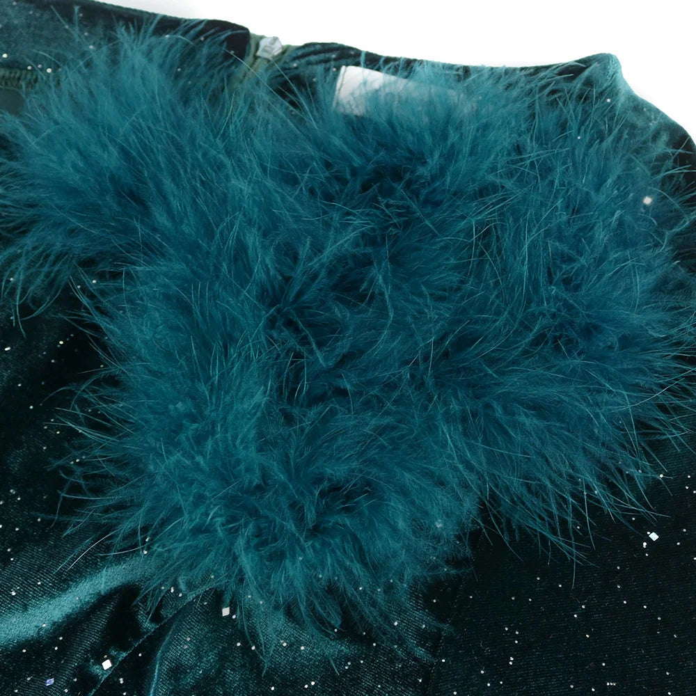 FZ Women's Plus Size One Shoulder Sequin Elegant Slim Fit Velvet Evening Dress - FZwear