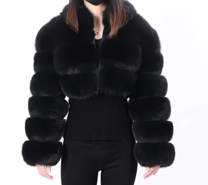 FZ Women's Faux Fur Open Stitch Furry Outerwear Jacket