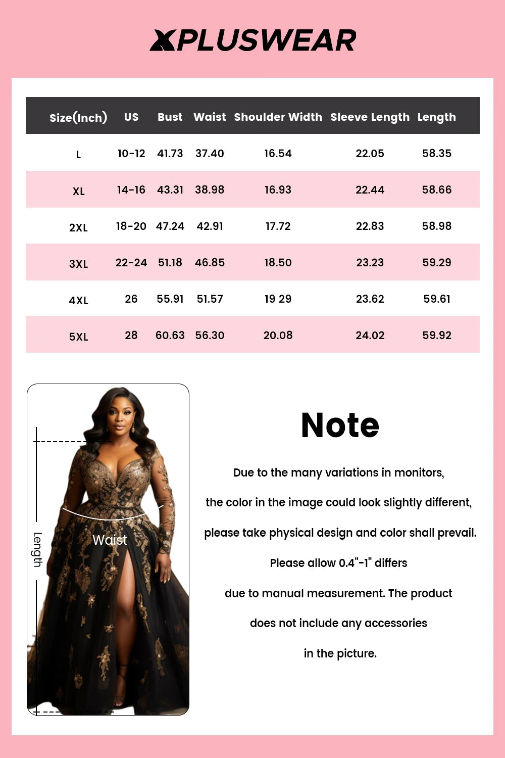 FZ Women's Plus Size V Neck Split See Through Long Sleeve Tulle Maxi Dress