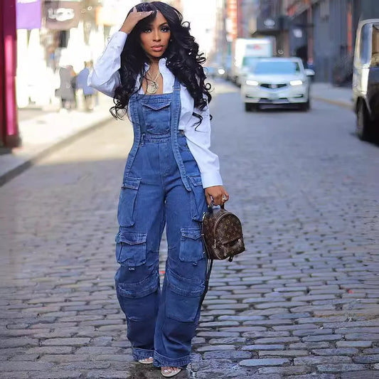 FZ Women's Loose Vintage Preppy Style Overalls Streetwear Chic Jumpsuit - FZwear