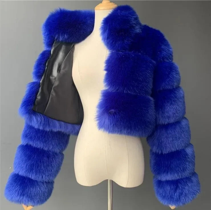FZ Women's Faux Fur Open Stitch Furry Outerwear Jacket