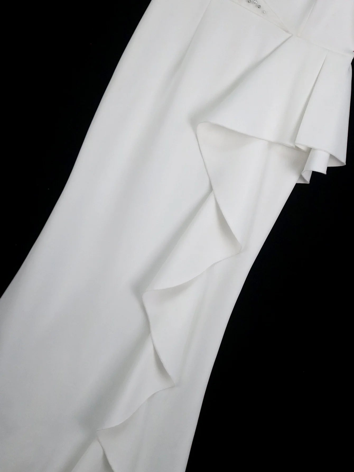 FZ Women's One Shoulder Asymmetric Ruffle Rhinestone Accents Vintage Maxi Dress