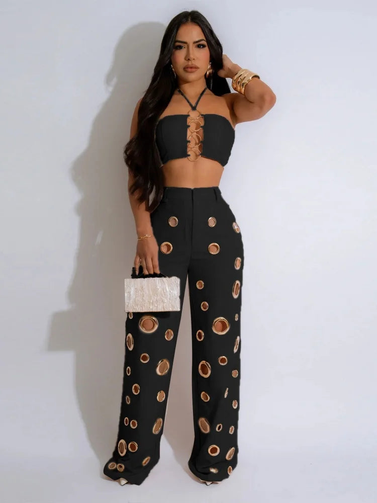 FZ Women's Hole Two Piece Pants Suit