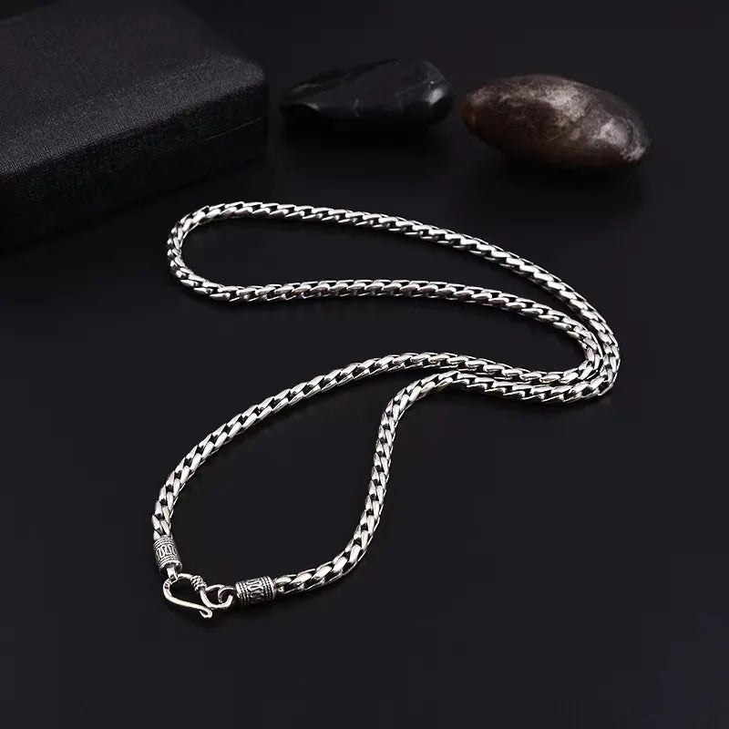 Vintage Gothic Punk Men S925 Sterling Silver Rope Chockers Chain Necklace for Male Hip Hop Birthday Party Jewelry Accessories FZwear