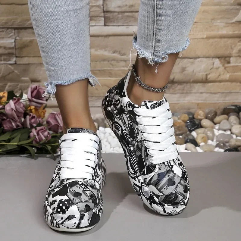 FZ Women's Painting Print Platform Sneakers