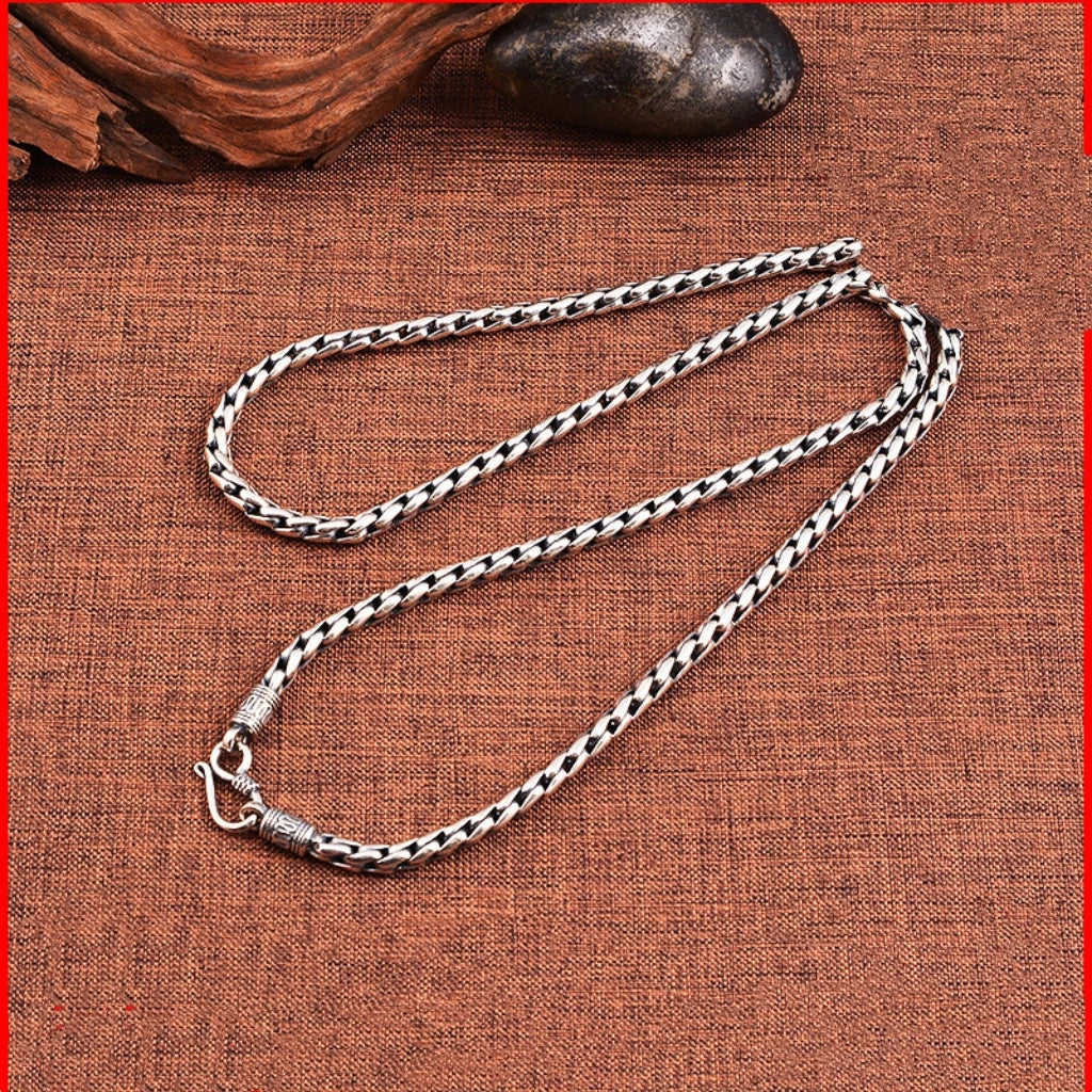 Vintage Gothic Punk Men S925 Sterling Silver Rope Chockers Chain Necklace for Male Hip Hop Birthday Party Jewelry Accessories FZwear