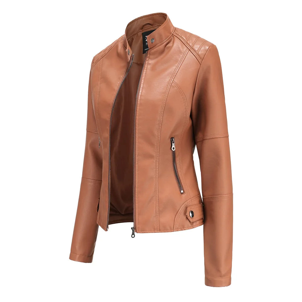 FZ Women Leather Slim Motorcycle High-Quality Jacket - FZwear