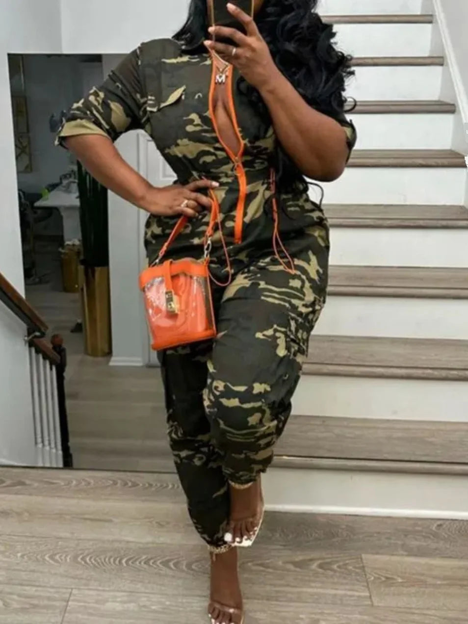 FZ Women's High Waist Camouflage Jumpsuit