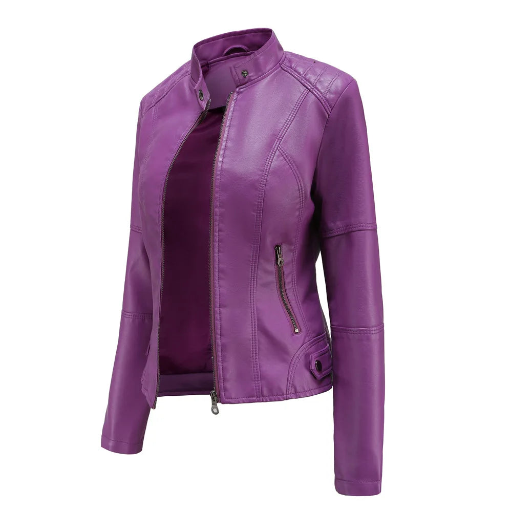 FZ Women Leather Slim Motorcycle High-Quality Jacket - FZwear