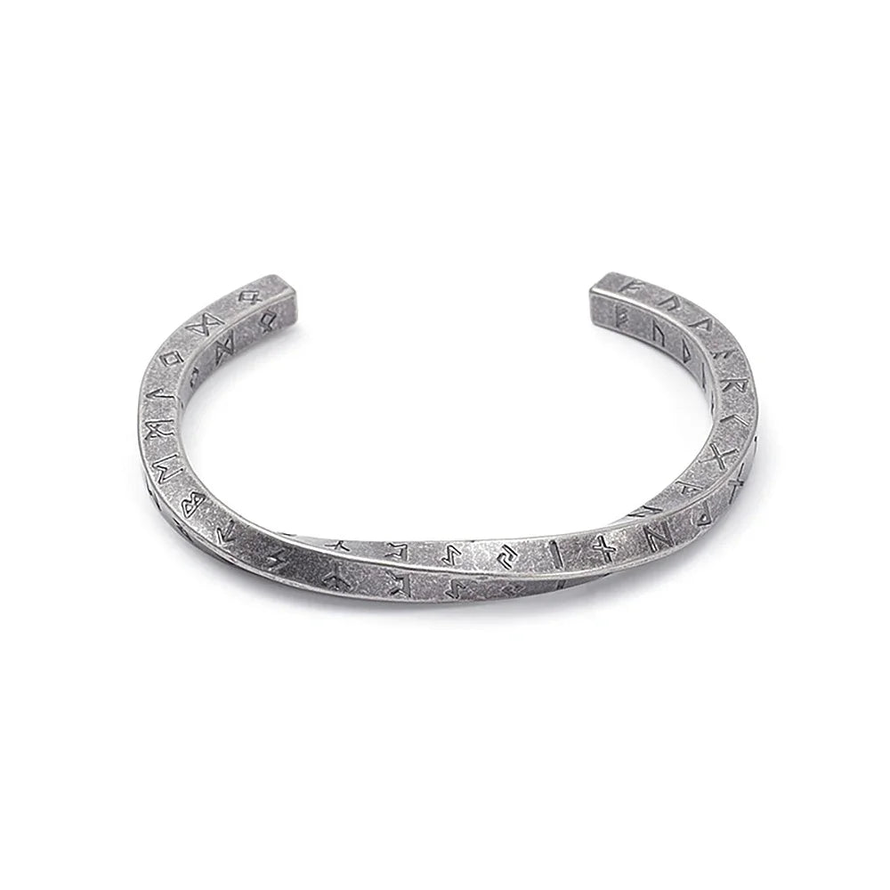 FZ Unisex Stainless Steel Viking Runes Nordic Opening Bracelet