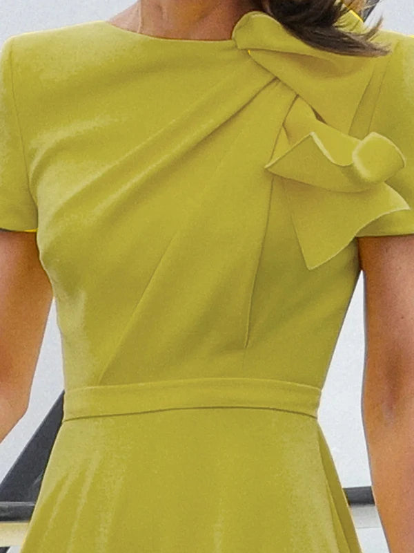 FZ Women's Pleated Split-joint Midi Dress